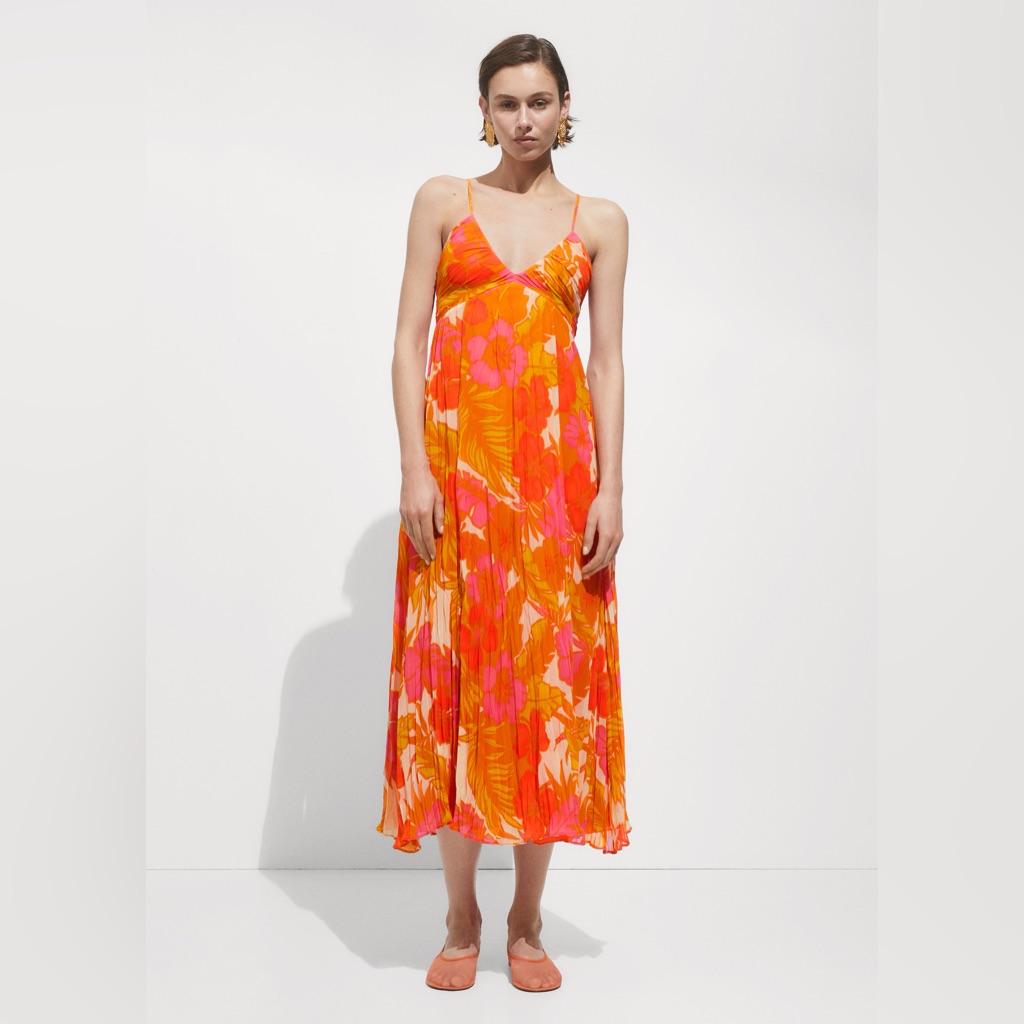 Mng Pink And Orange Floral Maxi Dress
